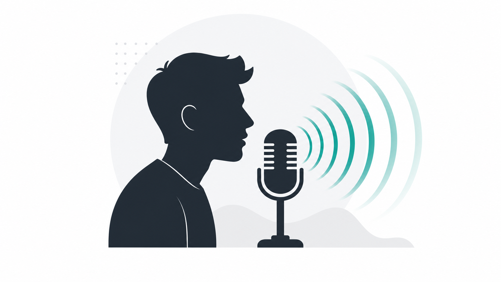Person speaking into a microphone with sound waves illustrating the radio test for domain name clarity