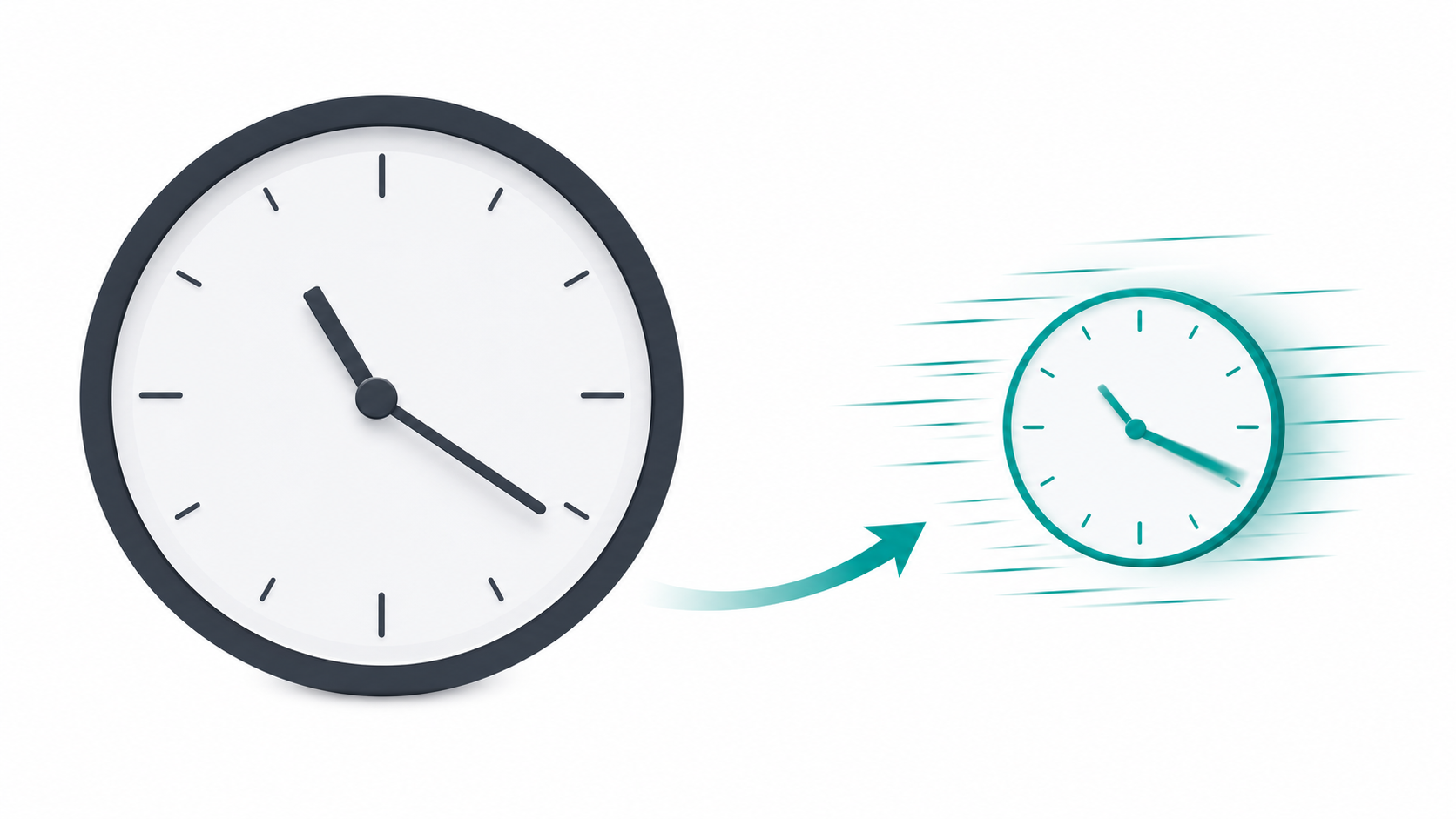 Two clocks side by side illustrating the speed difference between AI domain generation and traditional manual domain searching