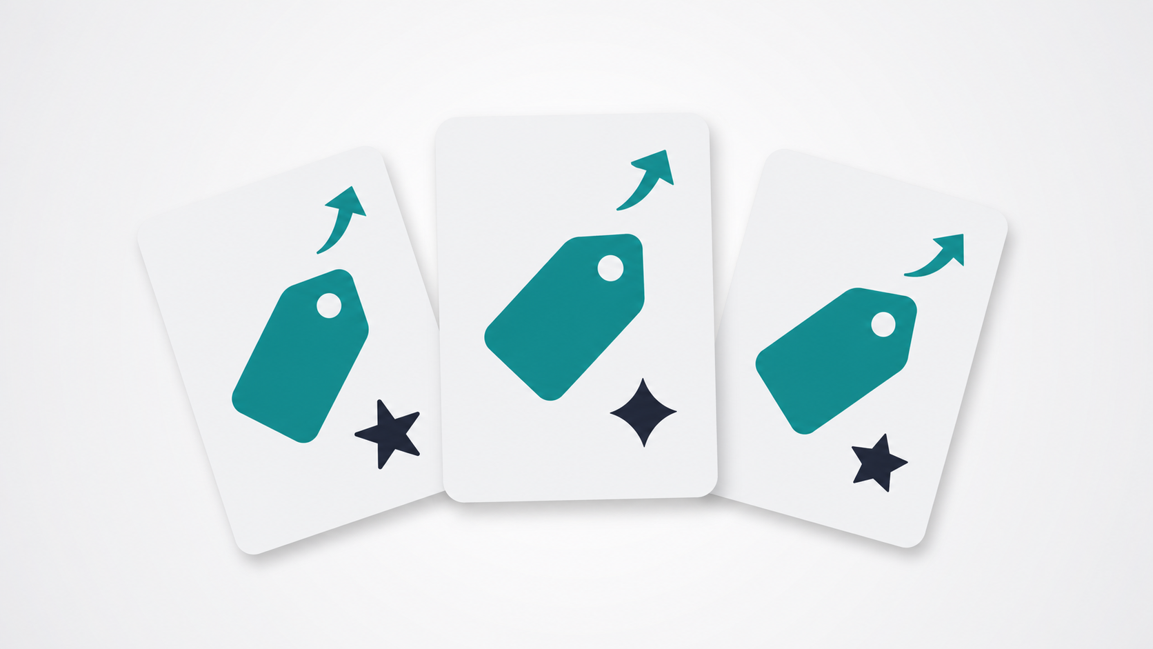 Illustration of a domain marketplace concept with premium domain name tags displayed on floating cards