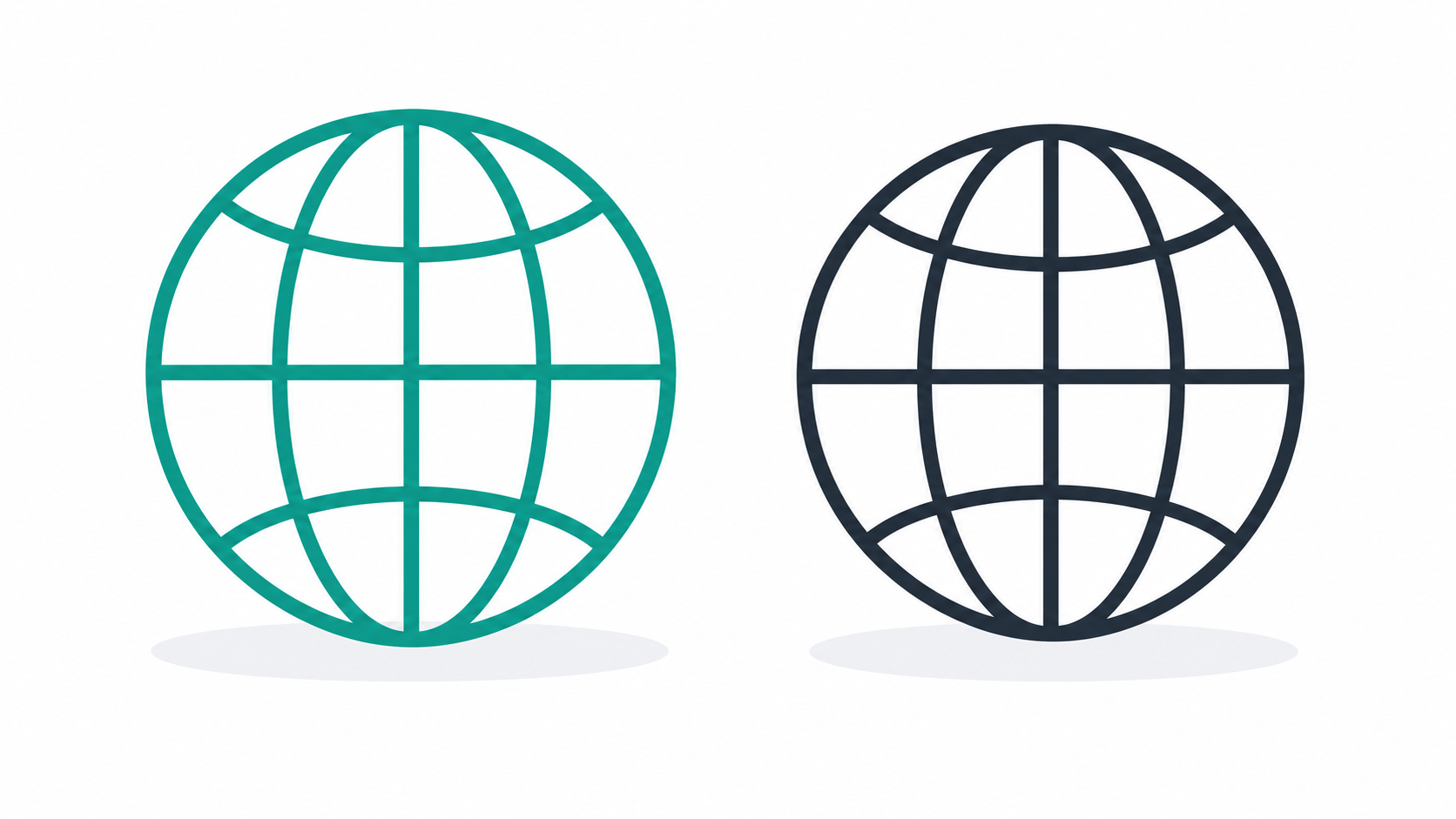 Flat illustration of multiple TLD globe icons showing dot com and dot io domain extensions side by side