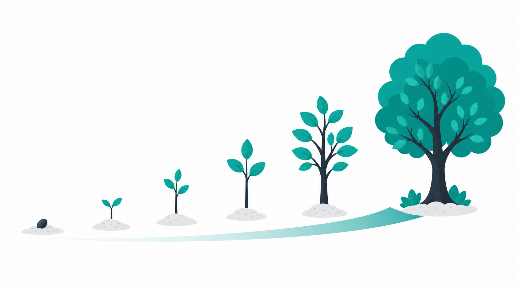 A small seed growing into a large flourishing plant representing creative domain names building successful brands