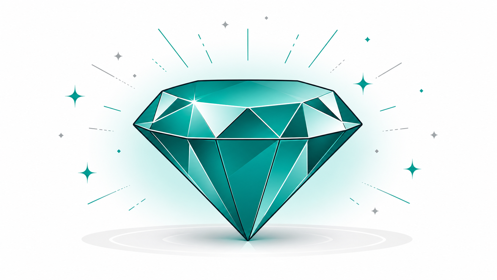 A single glowing gem or diamond representing the high value of single-word dot com domain names