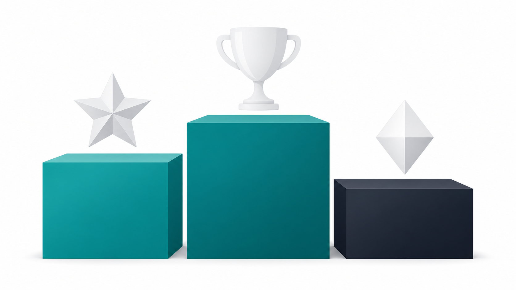 Three domain registrars compared side by side on a podium illustration for a domain registrar comparison