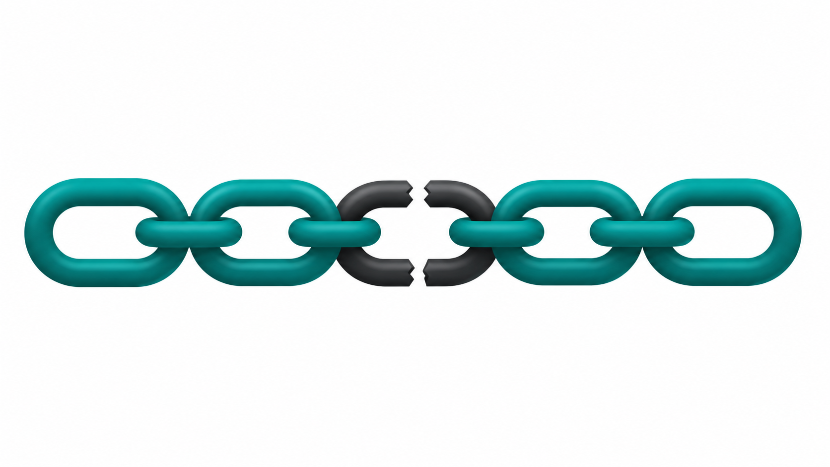 A broken chain link illustration representing the hidden costs of a bad domain name choice