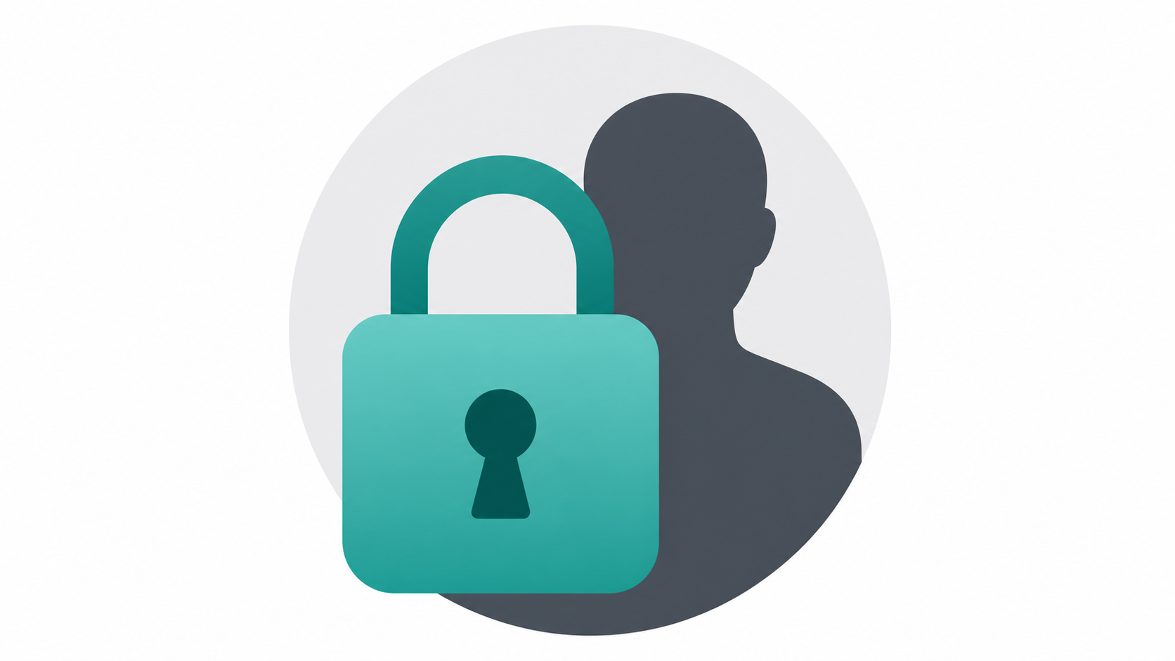 WHOIS privacy protection concept showing a padlock shielding a user profile icon on a clean background