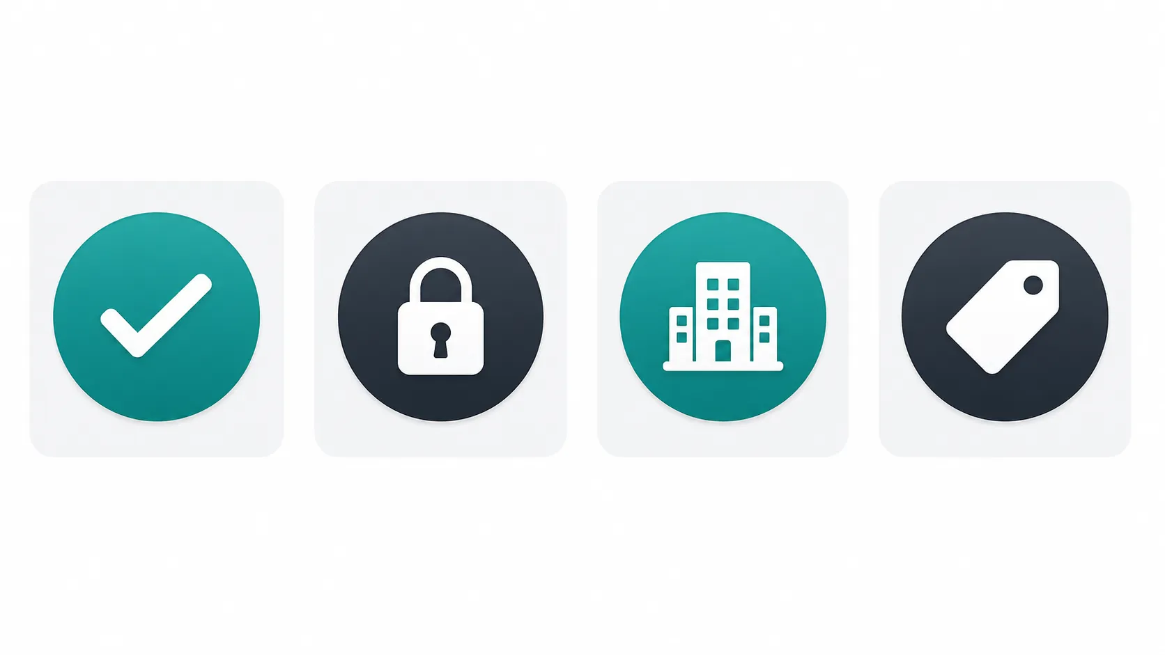 Four distinct status indicator icons showing different domain registration states side by side