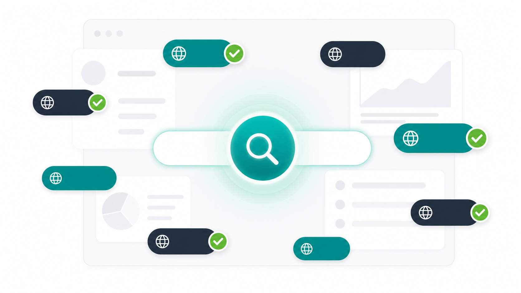 AI-powered domain name search interface showing real-time availability checking for .com domains