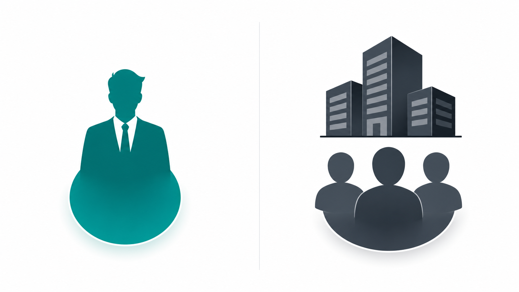Split illustration comparing a personal name domain and a business name domain for coaching professionals