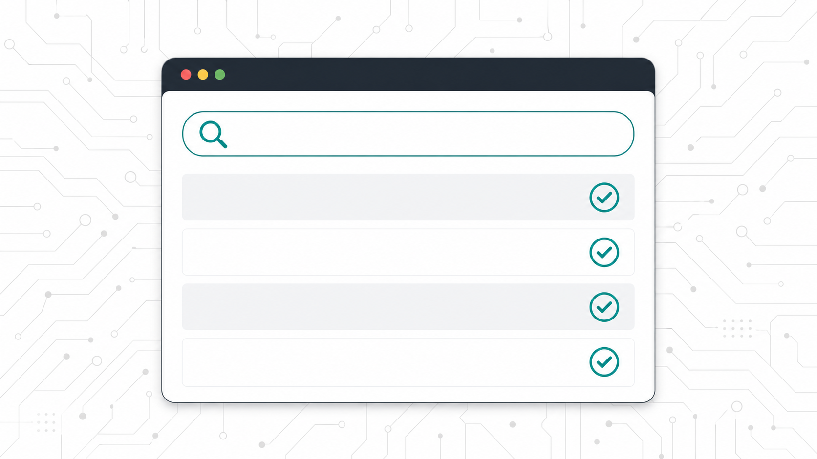 AI-powered domain name search interface with suggestion results appearing on a clean browser screen illustration