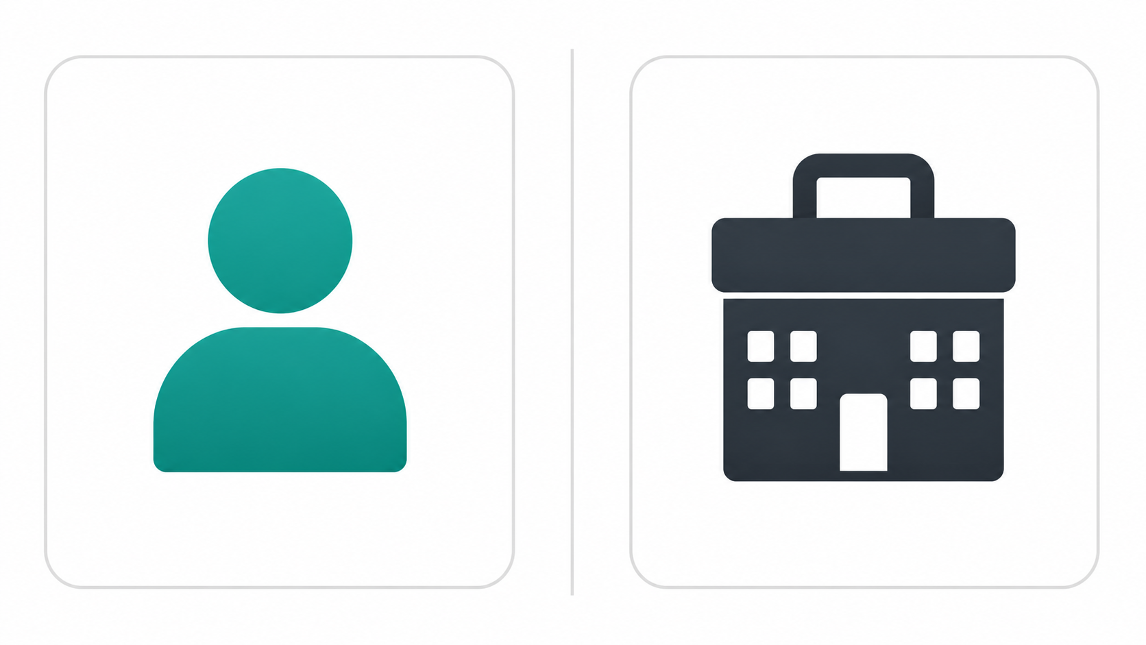 Split comparison illustration showing personal name domain versus business name domain options for freelancers