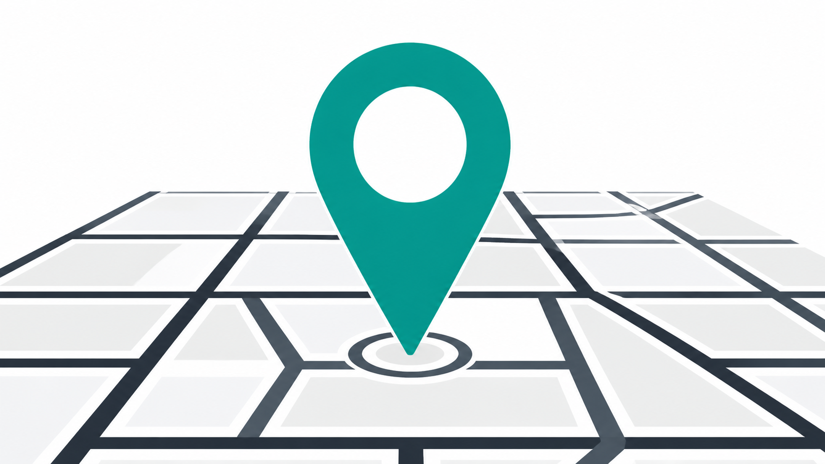 A location pin and map grid illustration representing local SEO strategy for restaurant domain names