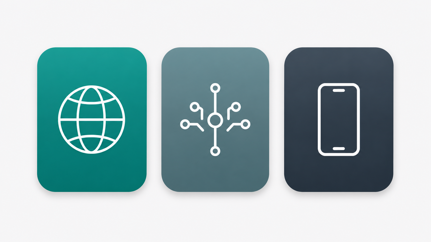 Three domain extension badge icons side by side showing dot-com dot-io and dot-app options for SaaS products
