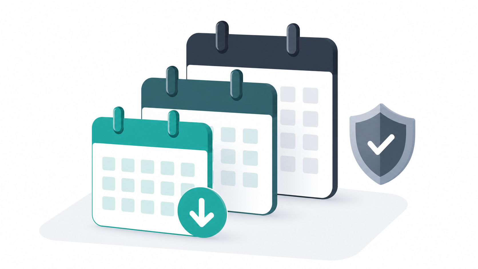 Multiple year domain registration shown as stacked calendar pages with a discount tag icon for multi-year savings