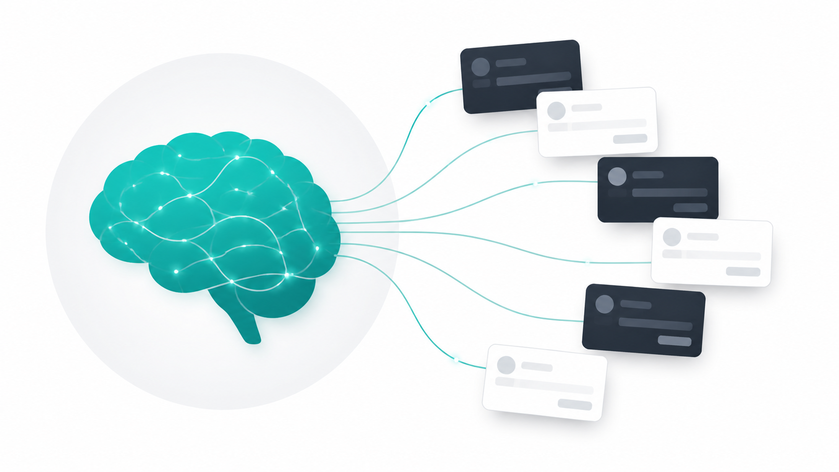 AI neural network illustration connected to domain name availability checking across multiple TLD extensions