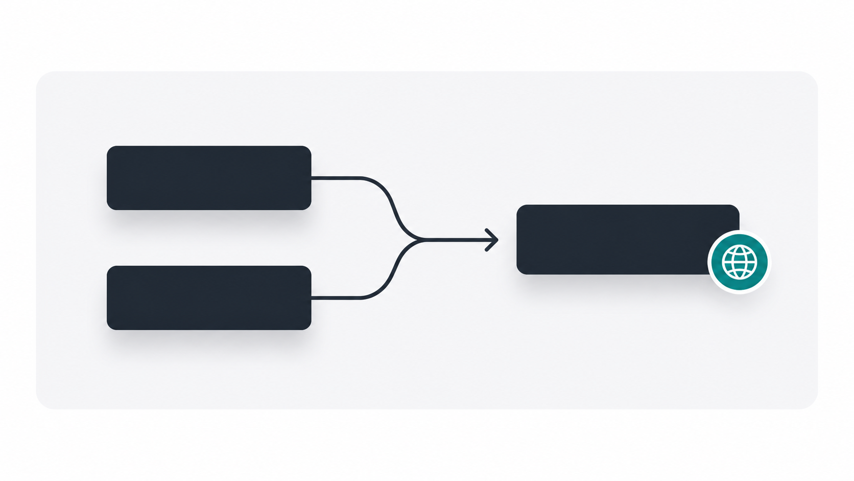 Abstract illustration showing keyword blocks being combined to form domain name suggestions in a generator tool