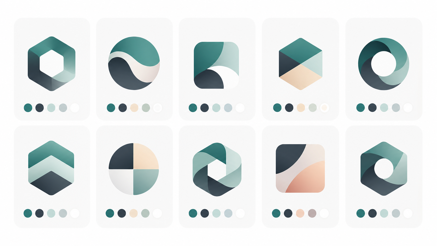 Flat illustration representing AI branding tools with logo shapes and colour swatches on a clean background