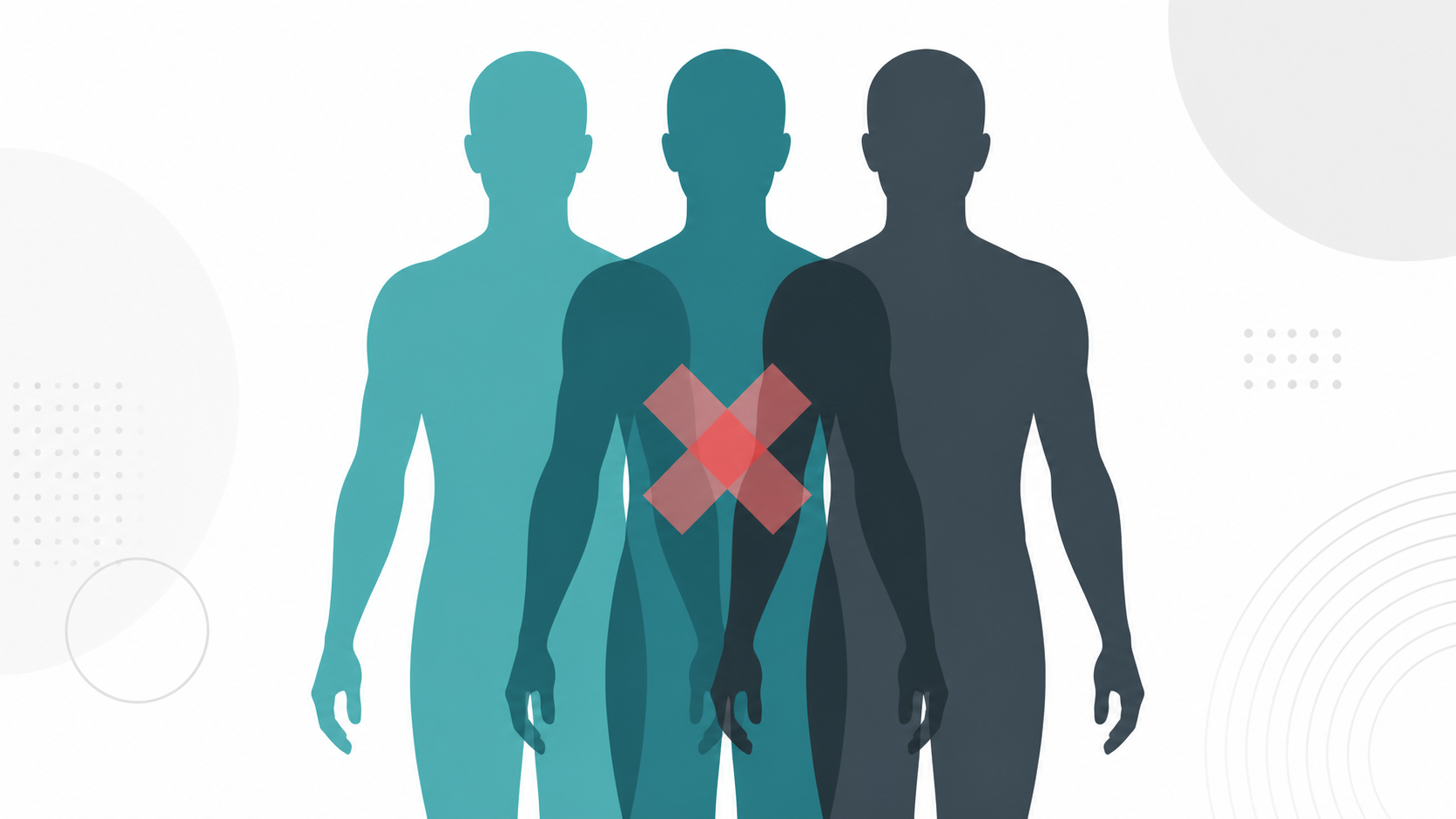 Multiple identical person silhouettes overlapping to illustrate the common name clash problem when choosing a domain name