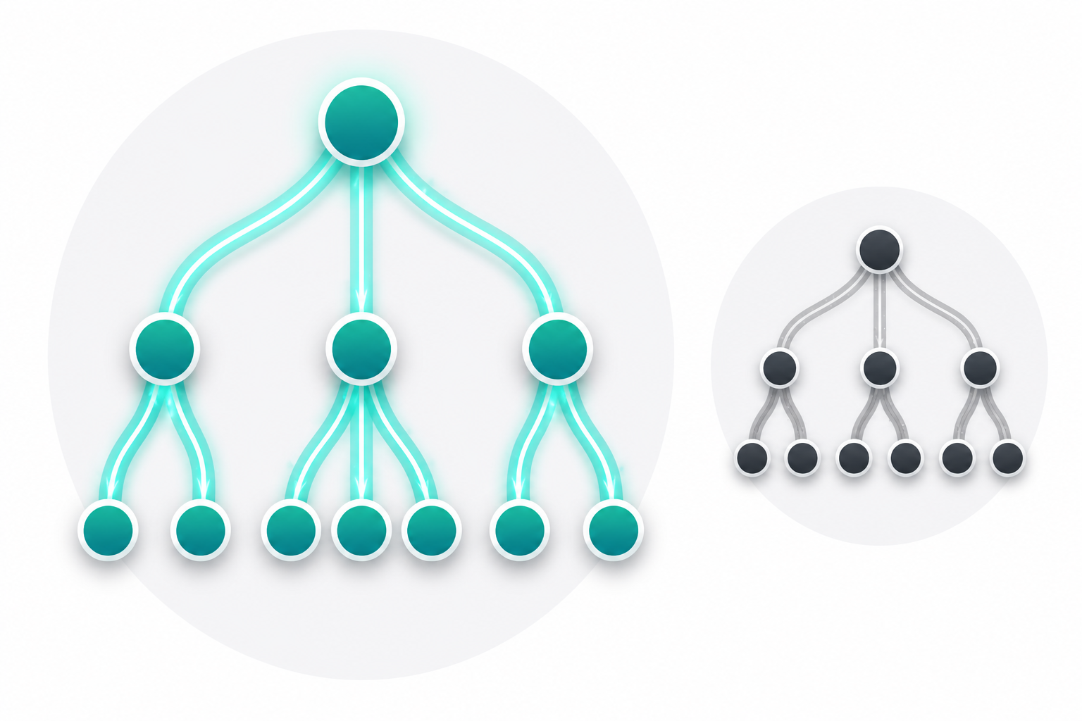 Abstract illustration showing link authority flowing through a connected website structure