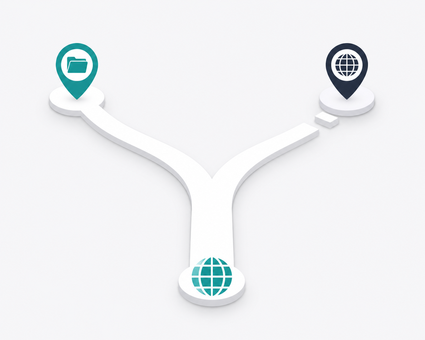 Flat illustration of a domain configuration decision fork with two distinct path options