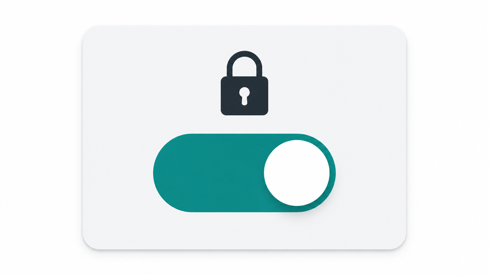 A large toggle switch in the on position with a padlock icon, representing enabling domain privacy protection at a registrar