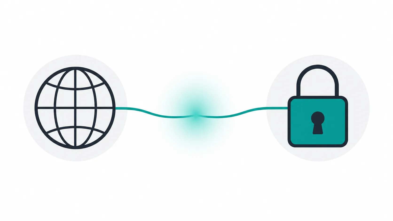 A padlock and globe icon connected by a teal line symbolising domain trust and brand credibility