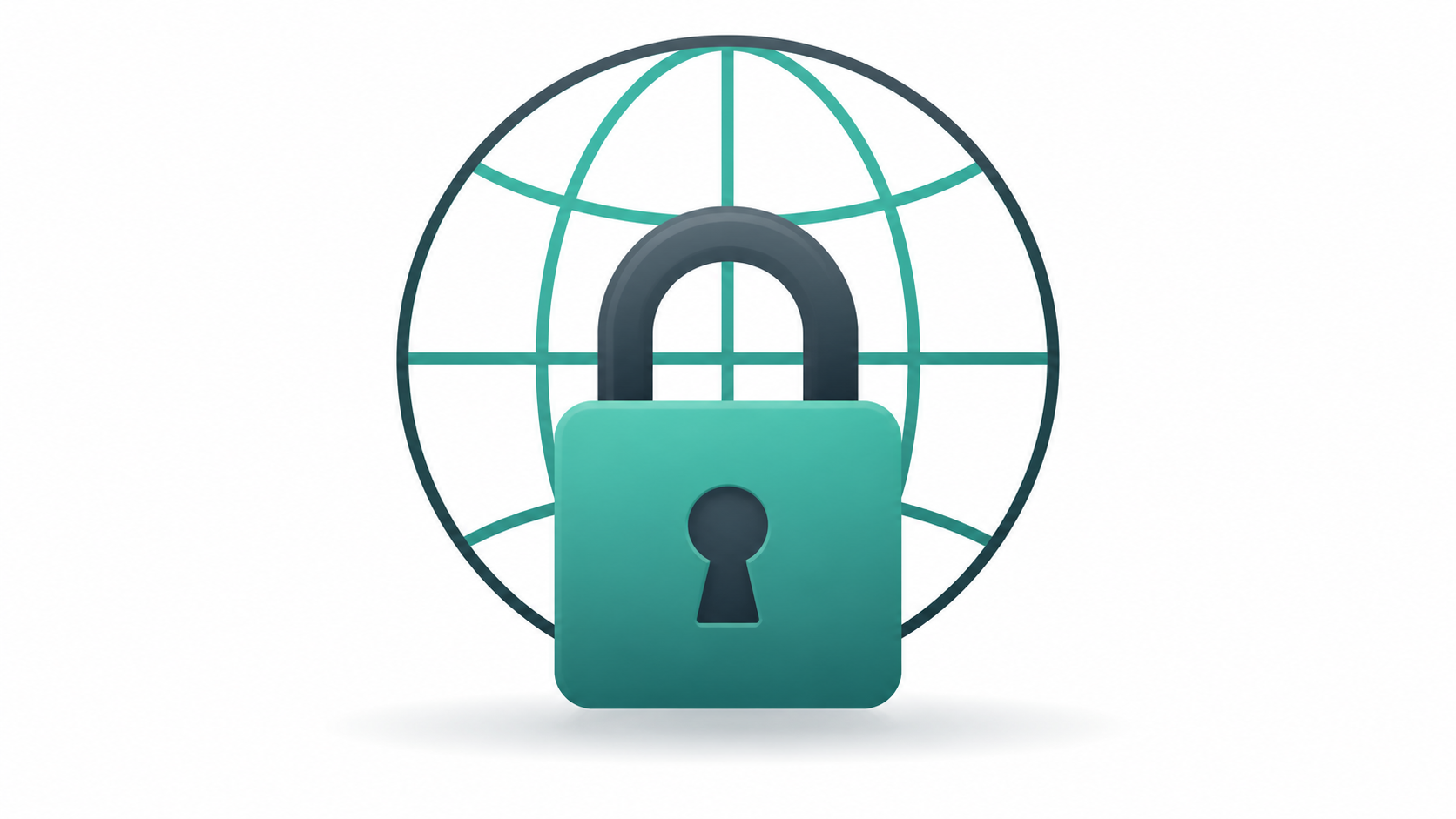 A padlock icon overlaying a globe symbol representing a locked or taken domain name held by a cybersquatter
