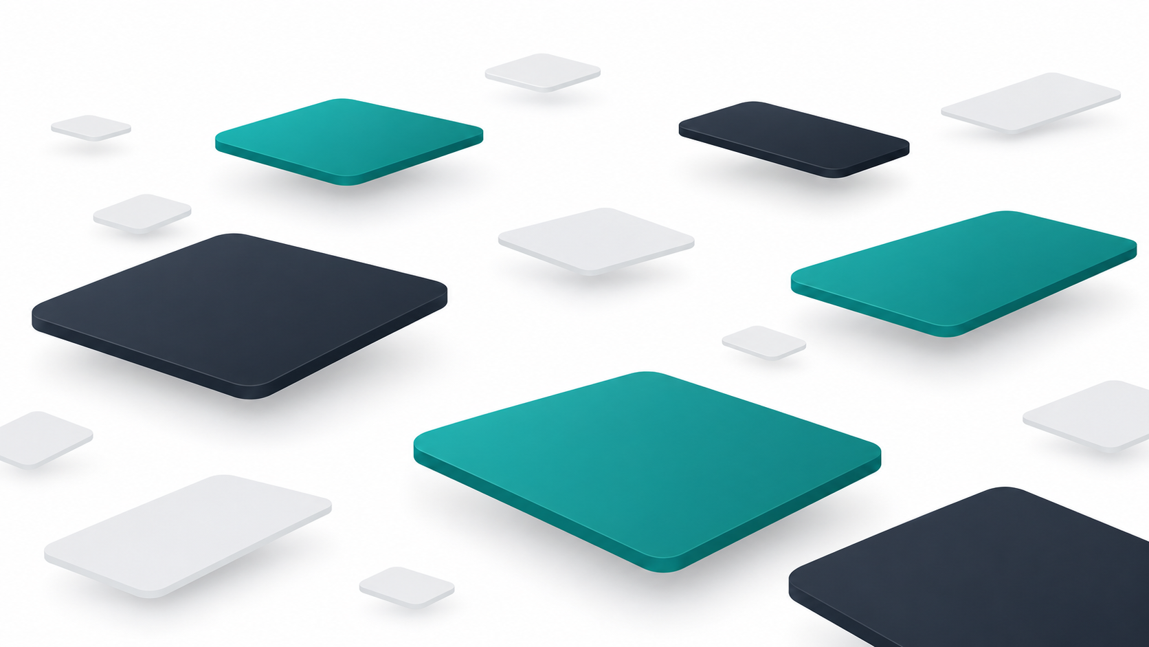 Multiple domain extension shapes like .io, .app and .ai represented as floating tiles showing alternative TLD options