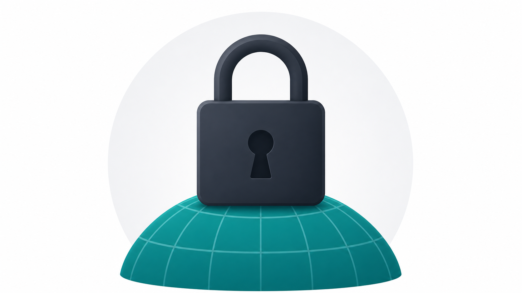 A padlock sitting on top of a domain globe icon representing domain squatting and unavailable domain names